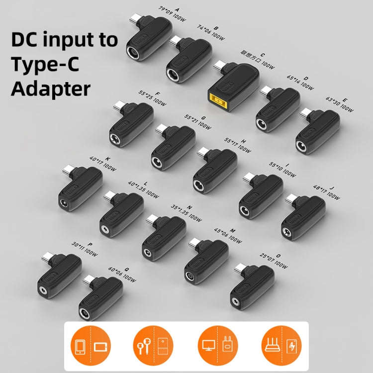 100W M 4.5X0.6mm Female to USB-C/Type-C Male Plug Charging Adapter, 4.5X0.6mm