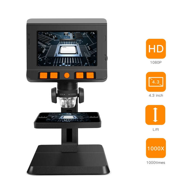 P110 50X-1000X Desktop Electronic Digital Microscope with 4.3 inch Screen, P110