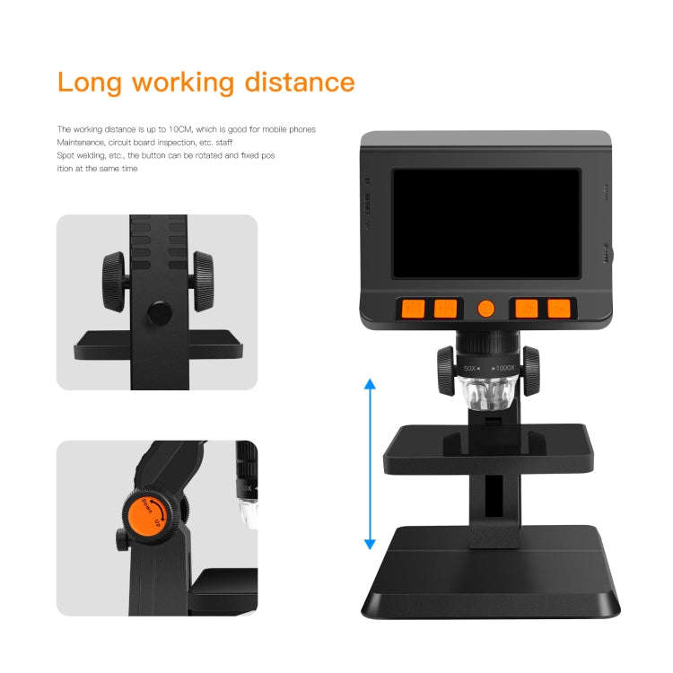 P110 50X-1000X Desktop Electronic Digital Microscope with 4.3 inch Screen, P110