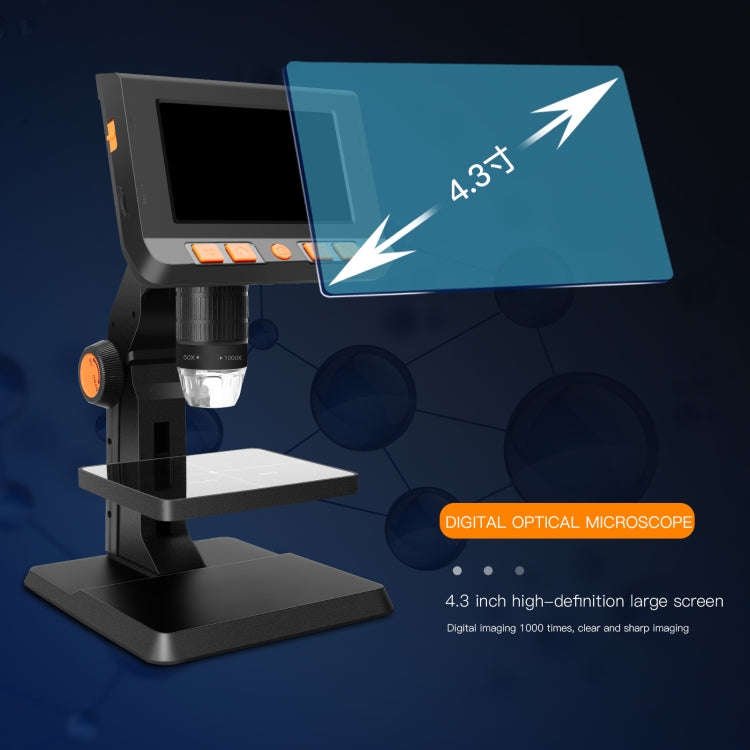 P110 50X-1000X Desktop Electronic Digital Microscope with 4.3 inch Screen, P110