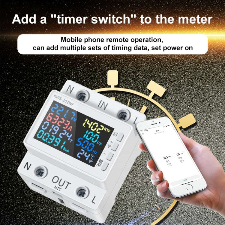 KWS-302WF 170-270V Multifunctional AC Digital Display Rail Voltage and Current Monitoring Meter, ...