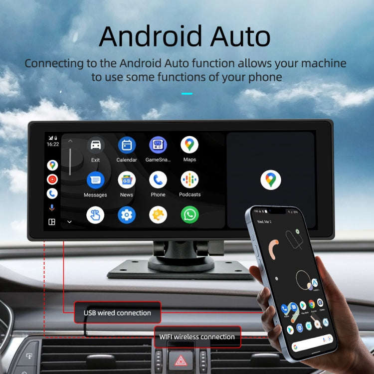 B5303R 10.26 inch Portable Car MP5 Player Built-in Driving Recorder Support CarPlay / Android Aut...