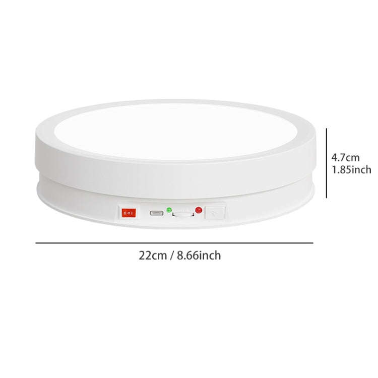 22cm Colorful LED Light Electric Rotating Display Stand Turntable, Power Plug-in, Battery Charging