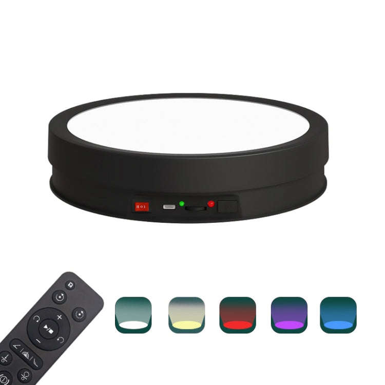 22cm Colorful LED Light Electric Rotating Display Stand Turntable, Power Plug-in, Battery Charging
