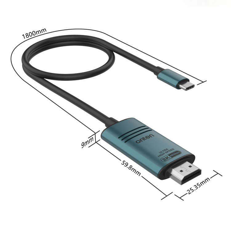Onten UC982 8K 60Hz USB-C / Type-C to HDMI Video HD Conversion Cable, UC982
