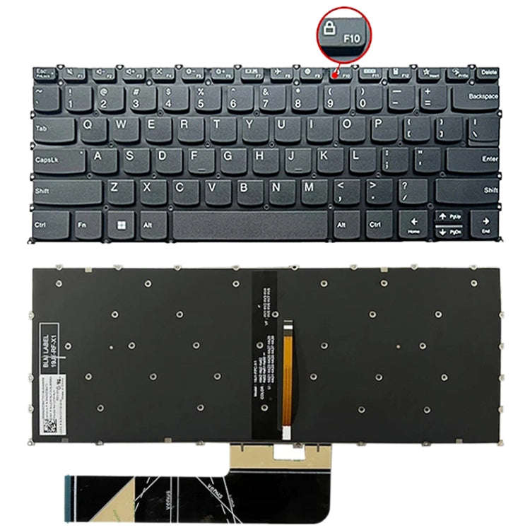 US Version Laptop Backlight Keyboard, F10 Key with Lock Icon, For Lenovo IdeaPad 5 / Yoga Slim 7 ...