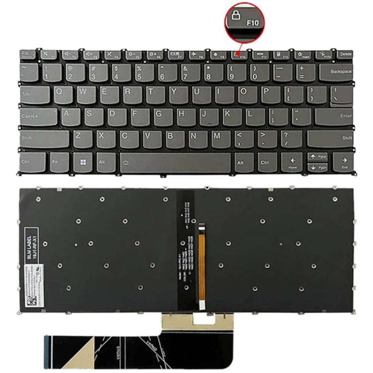US Version Laptop Backlight Keyboard, F10 Key with Lock Icon, For Lenovo IdeaPad 5 / Yoga Slim 7 ...