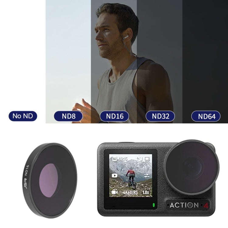 For DJI Osmo Action 4 JUNESTAR Threaded Camera Lens Filter, MCUV, CPL, ND8, ND16, ND32, ND64, ND1...
