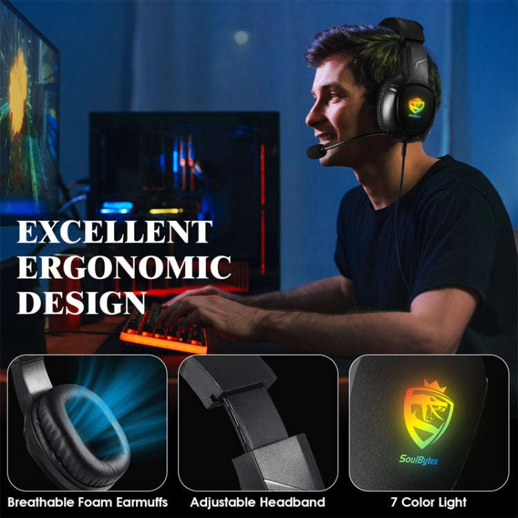 SoulBytes S20 RGB Light Gaming Headset with Mic, S20