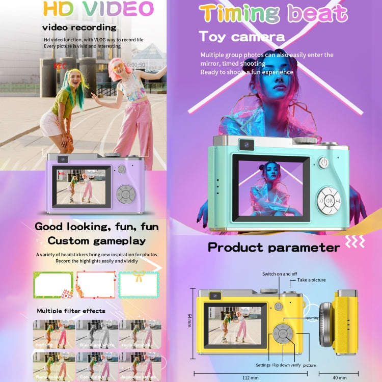 LK003 2.4 inch Dual-lens 4K HD CCD Camera Retro Kids Camera, LK003