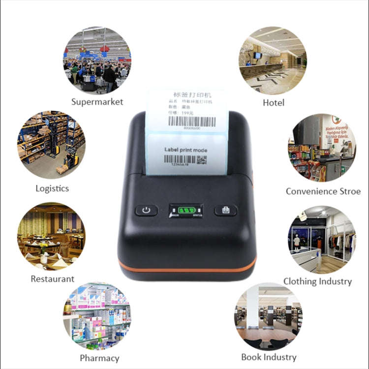 BT-58L 58mm USB+Bluetooth Thermal Label Printer, EU Plug, US Plug