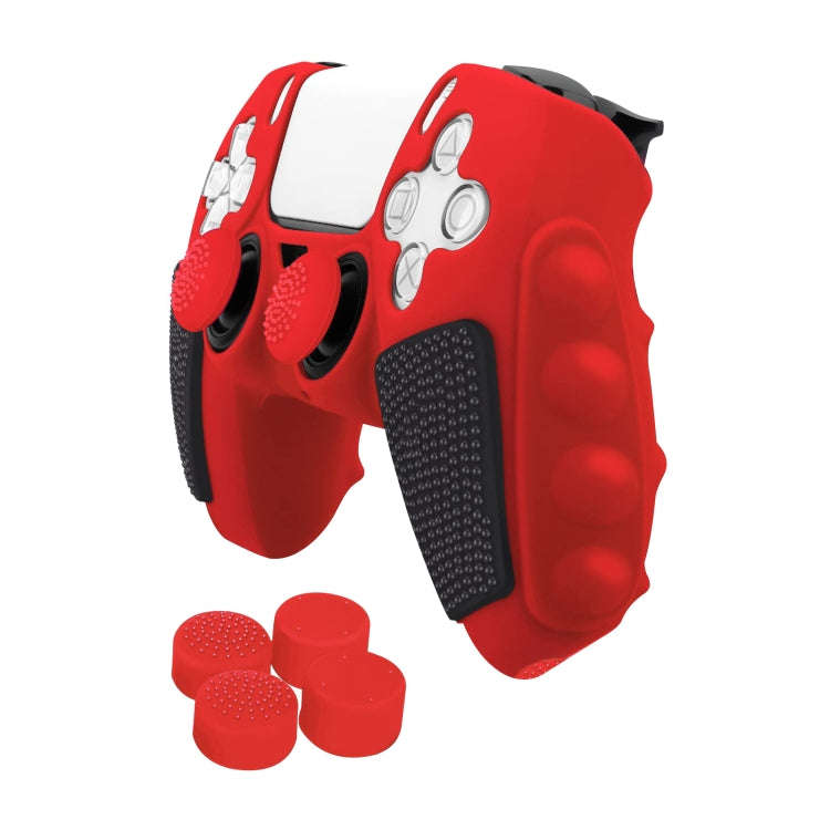 Splicing Color Silicone Gamepad Protective Case with Rocker Caps, For Sony PS5
