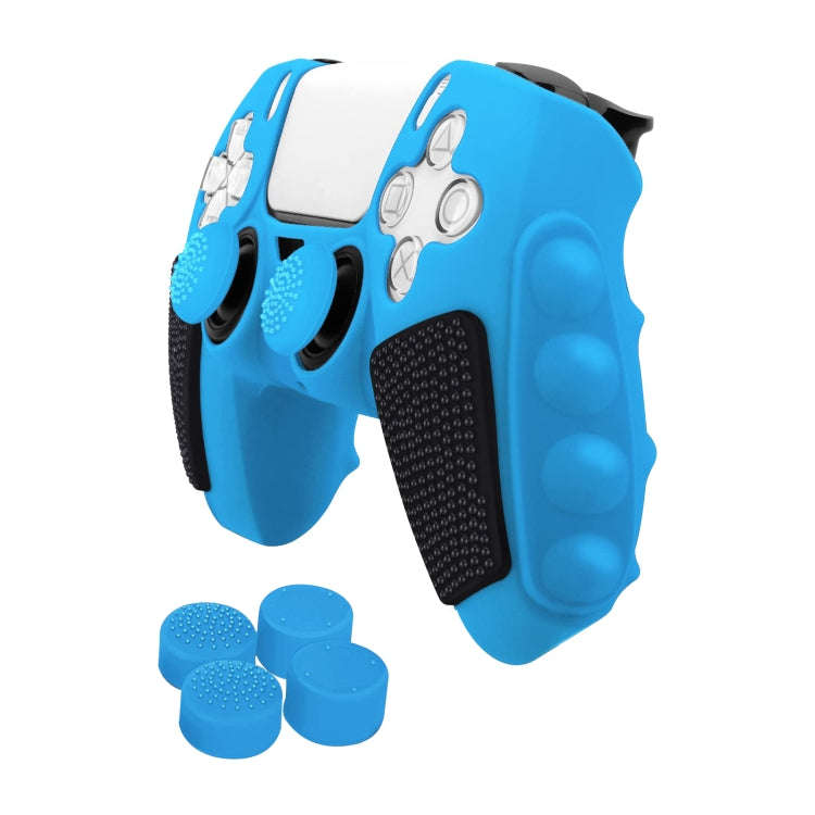 Splicing Color Silicone Gamepad Protective Case with Rocker Caps, For Sony PS5