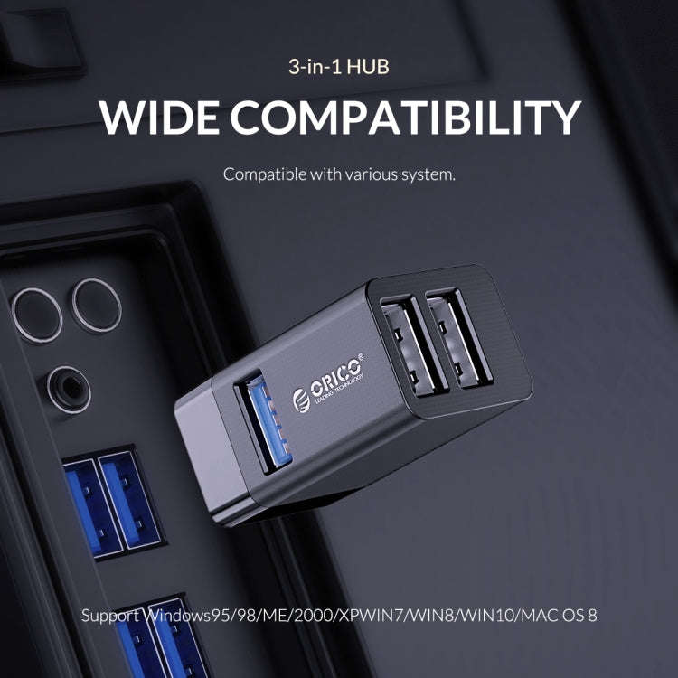 ORICO MINI-U32 3 in 1 USB Interface ABS Plastic Mini HUB Adapter, MINI-U32