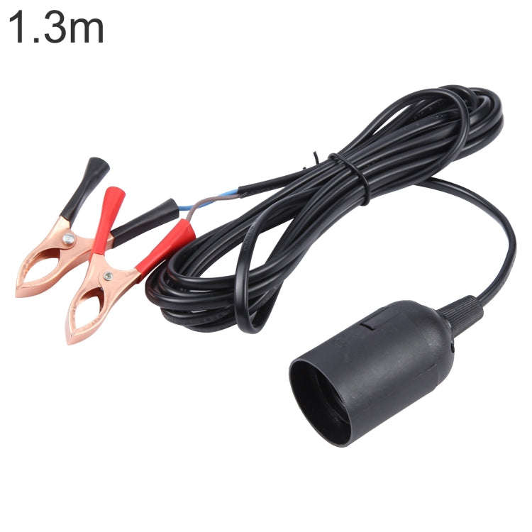 E27 Car Battery Charging Crocodile Clip to Headlight Connection Cable, 1.3m, 2.8m