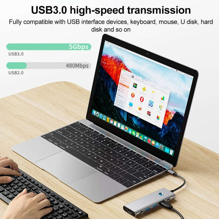 BYL-2410 9 in 1 Type-C to USB Multi-function Docking Station, BYL-2410