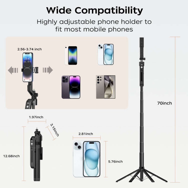 FUNSNAP A6 360 Degree Al Gimbal Selfie Stick Smart Face Tracking Integrated Tripod