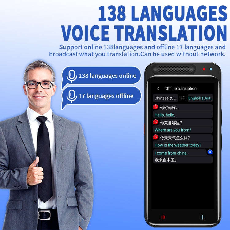 VORMOR Z6 5.0 inch HD Touch Screen Smart AI Translator 139 Languages with Offline Translation / P...