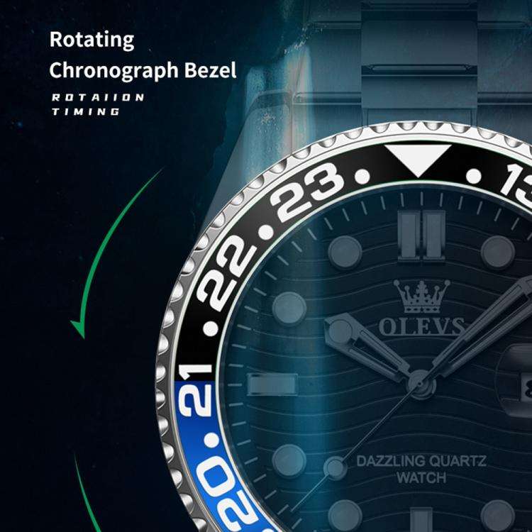 OLEVS 3610 Men Steel Strap Luminous Waterproof Quartz Watch