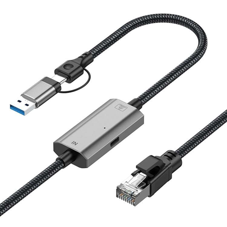 2m RJ45 to Type-C / USB 2-in-1 High Speed Network Card Ethernet Cable, Type-C / USB 2-in-1
