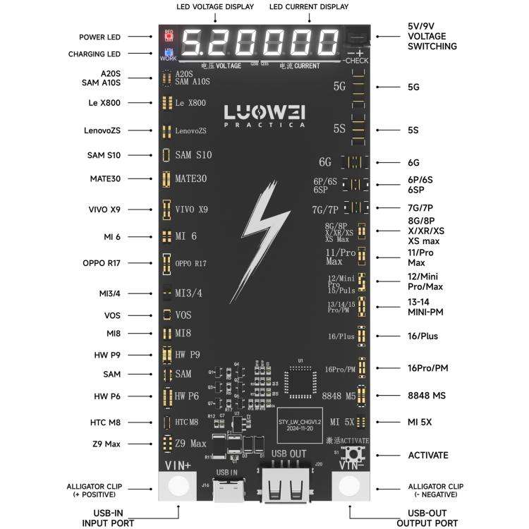 LUOWEI LW-B03 Battery Fast Charging Activation Board for iPhone/Android, LW-B03