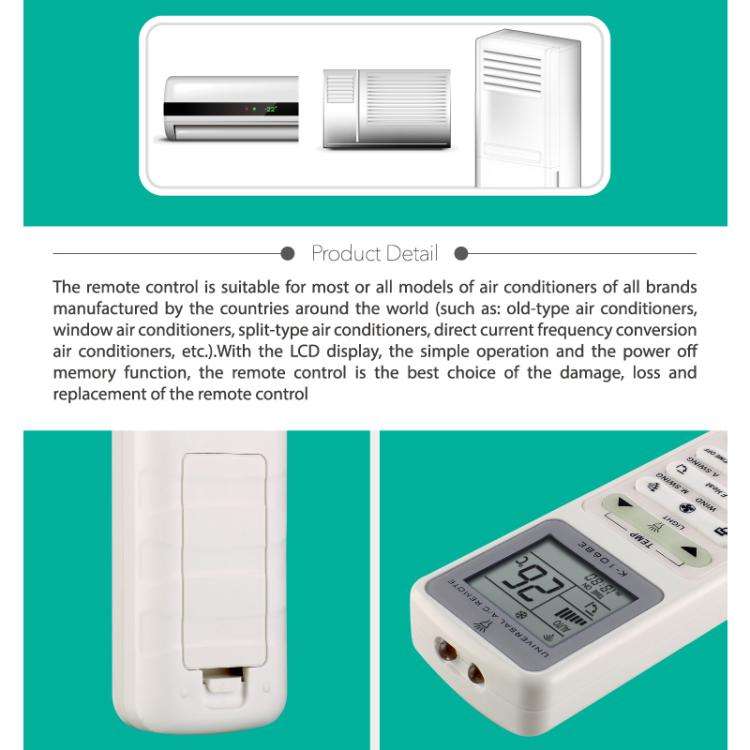 CHUNGHOP K-1068E Universal Air Conditioner Remote Control with Torch, K-1068E with Torch