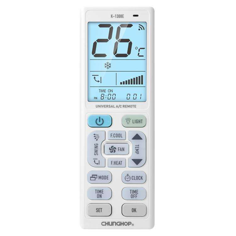 CHUNGHOP K-1308E Universal Air Conditioner Remote Control with Torch and LCD Backlight, K-1308E