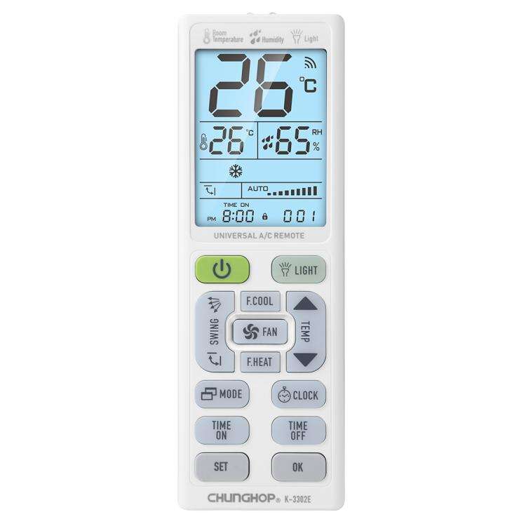 CHUNGHOP K-3302E Universal Air Conditioner Remote Control with Torch and LCD backlight, K-3302E