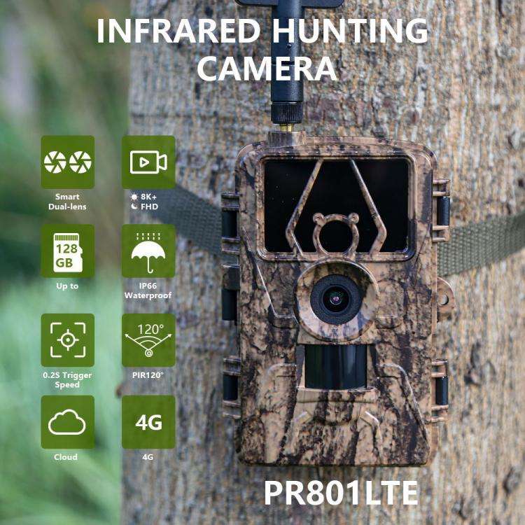 PR801G 4G US Version 8K HD Night Vision Infrared Motion Detection Hunting Camera, PR801G