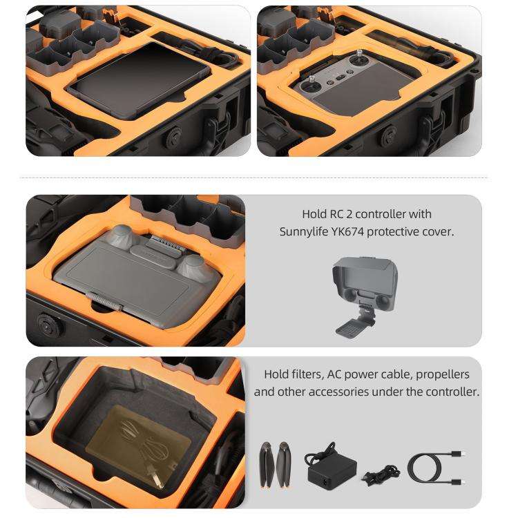 Sunnylife Safety Carrying Case Hard Travel Case Large Capacity Waterproof Shock-proof Box, For DJ...
