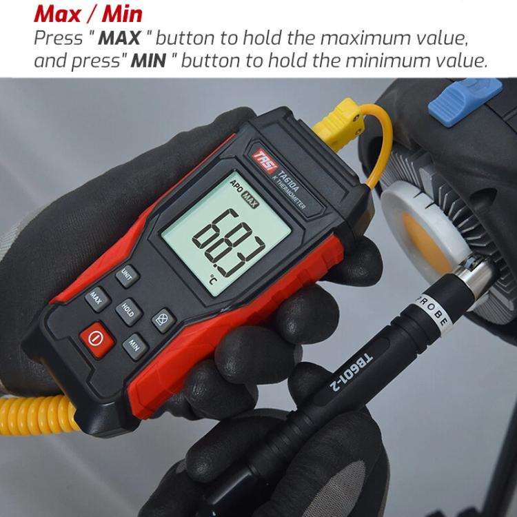 TRSI TA610A Industrial Handheld K-Type Thermocouple Thermometer, Single Channel, without Ambient ...