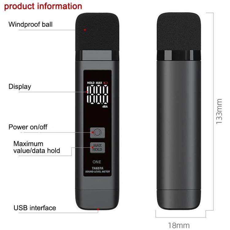 TRSI TA657A Rechargeable Noise Meter Decibel Detector Device, TA657A