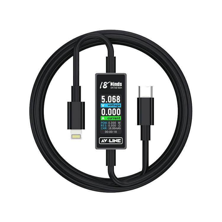 18 Kinds AV-Line Pro 1.2m Intelligent Detection Charging Data Cable, Type-C to  8 Pin, Type-C to ...