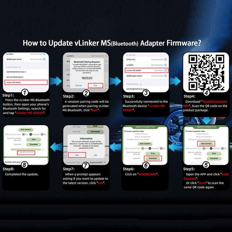 Vgate vLinker MS 12V / 24V Bluetooth Car OBD2 Scanner, vLinker MS