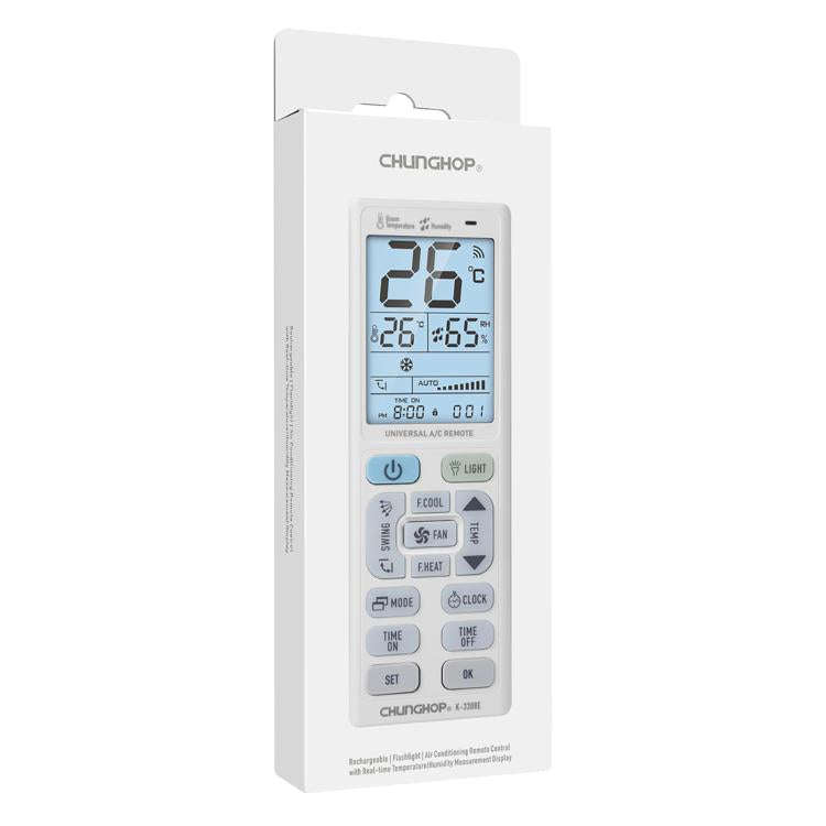 CHUNGHOP K-3308E Universal Air Conditioner Remote Control with Flashlight and LCD Backlight, K-3308E