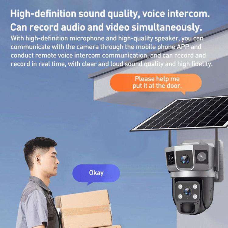 VTS02 4MP Multi-lens Panoramic Solar Surveillance PTZ Dome Camera, Southeast Asia WiFi, Southeast...