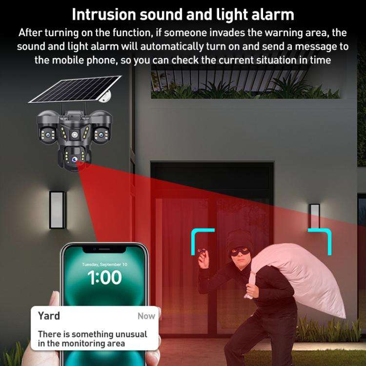VTS29 6MP Multi-lens Panoramic Solar Surveillance PTZ Dome Camera, Southeast Asia WiFi, Southeast...