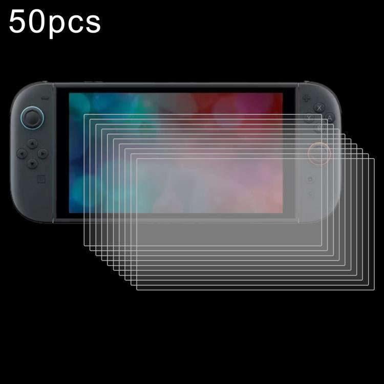 50pcs 0.26mm 9H 2.5D Tempered Glass Film, For Nintendo Switch 2 (50 PCS)