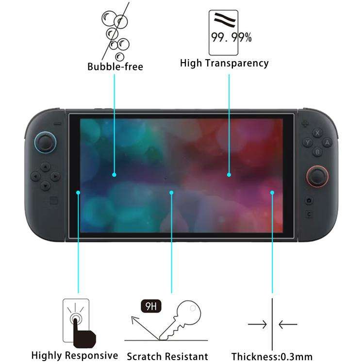 50pcs 0.26mm 9H 2.5D Tempered Glass Film, For Nintendo Switch 2 (50 PCS)