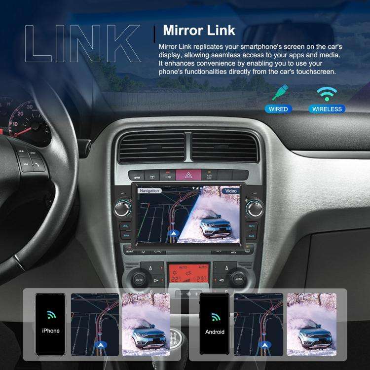 For Fiat Punto 2005-2009 Android 15 7 inch 4G+64G Car Central Control Audio Video Navigation, Sta...
