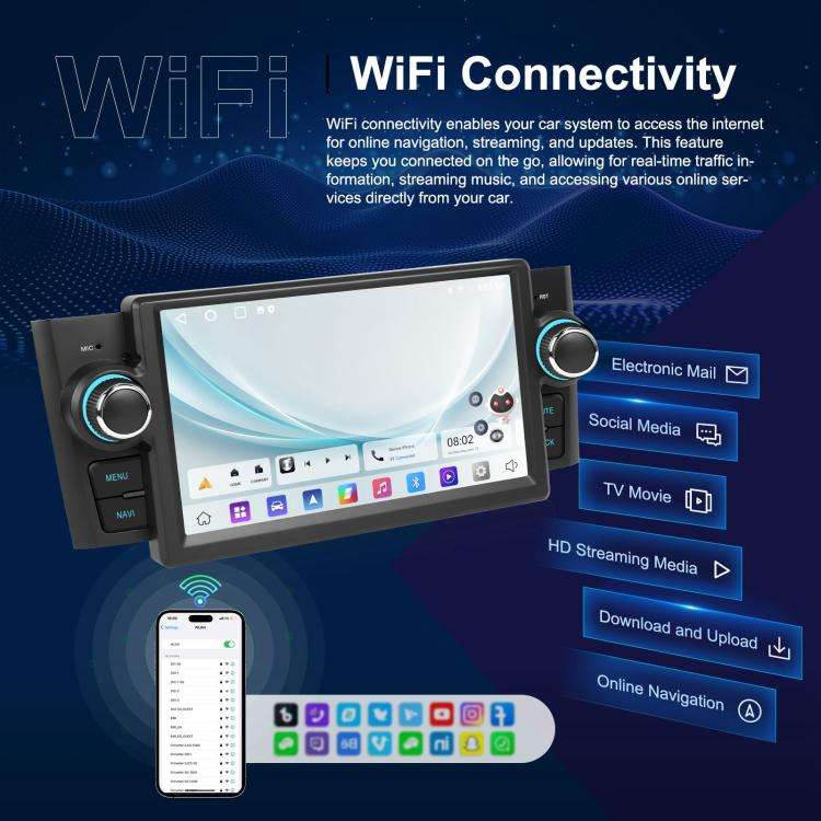 For Fiat Punto 2005-2009 Android 15 7 inch 4G+64G Car Central Control Audio Video Navigation, Sta...