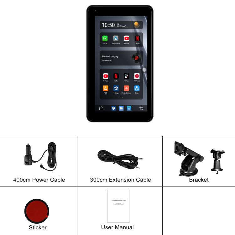 Android 15 2G+32G Car Reversing Display Monitor Screen Without Rear View Camera WiFi Version, 7 i...