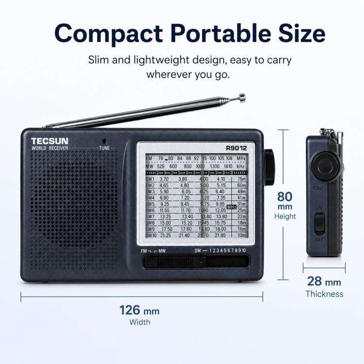 Tecsun R-9012 Portable Full Band FM Radio, R-9012