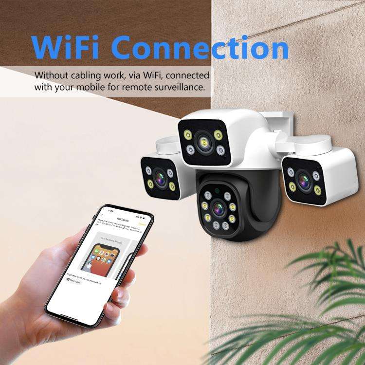 ESCAM PT223 3x4MP HD Motion Detection WiFi Three-screen PTZ IP Camera, EU Plug, US Plug, UK Plug,...