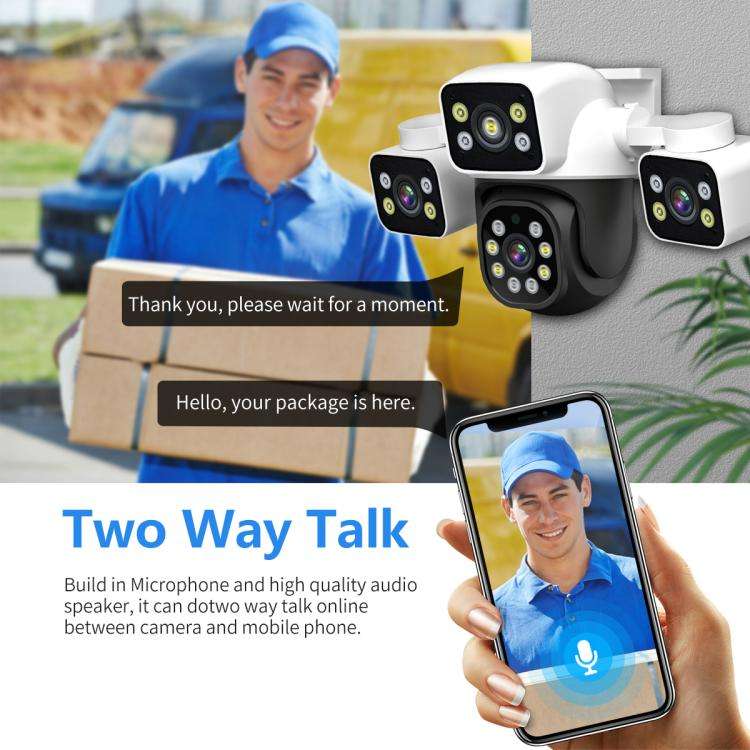 ESCAM PT223 3x4MP HD Motion Detection WiFi Three-screen PTZ IP Camera, EU Plug, US Plug, UK Plug,...