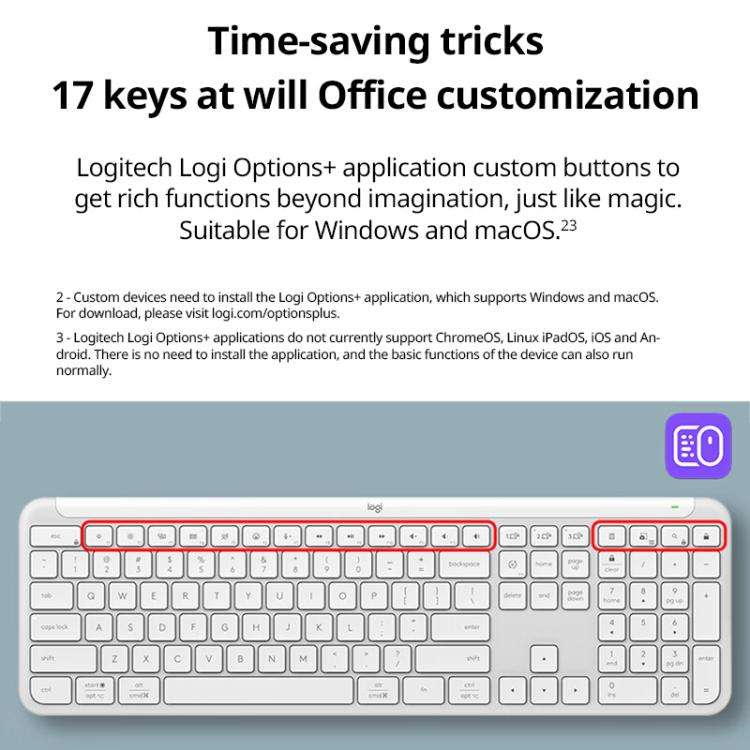 Logitech K950 Slim Silent Wireless Bluetooth Keyboard, K950