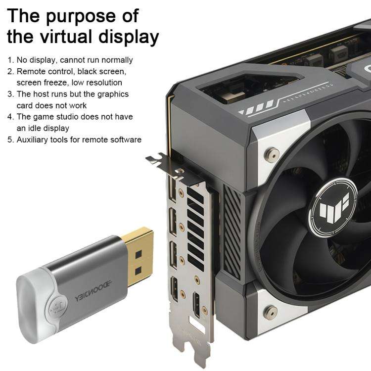 DOONJIEY DisplayPort Interface Graphics Card Spoofer Display Emulator Virtual Monitor with Indica...