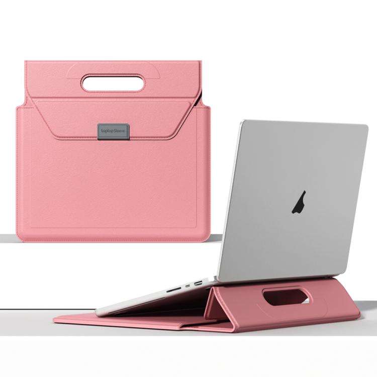 Handle Portable Laptop Briefcase PU Leather Laptop Sleeve with Foldable Stand, For 13 / 14 inch, ...