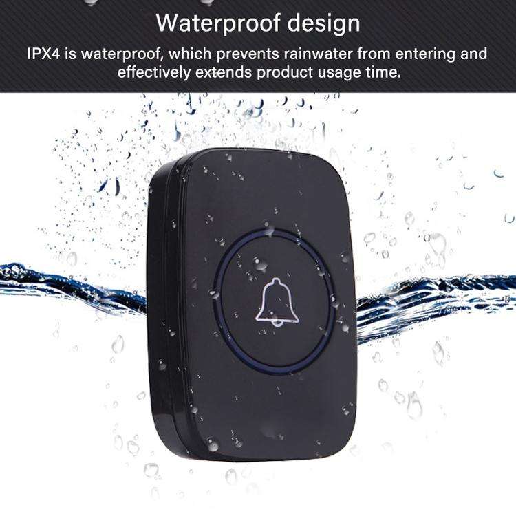 CACAZI A10 300m Long Range No Battery Waterproof LED Light Smart Wireless Doorbell, US Plug, UK Plug