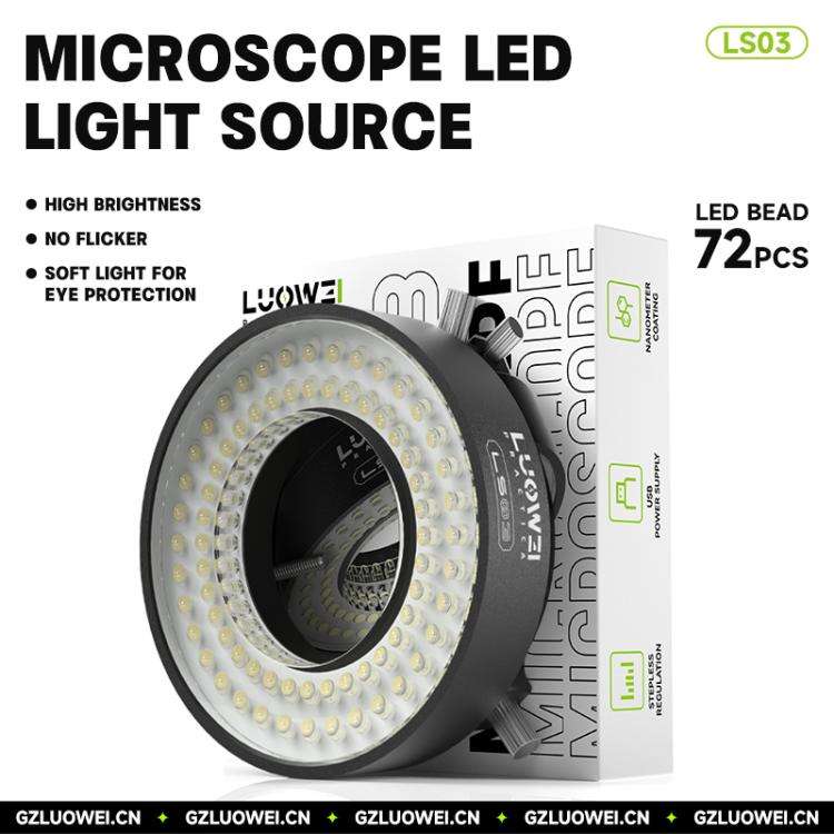 Luowei LS03 High Lumen 72LED Microscope Ring Light Source, Luowei LS03
